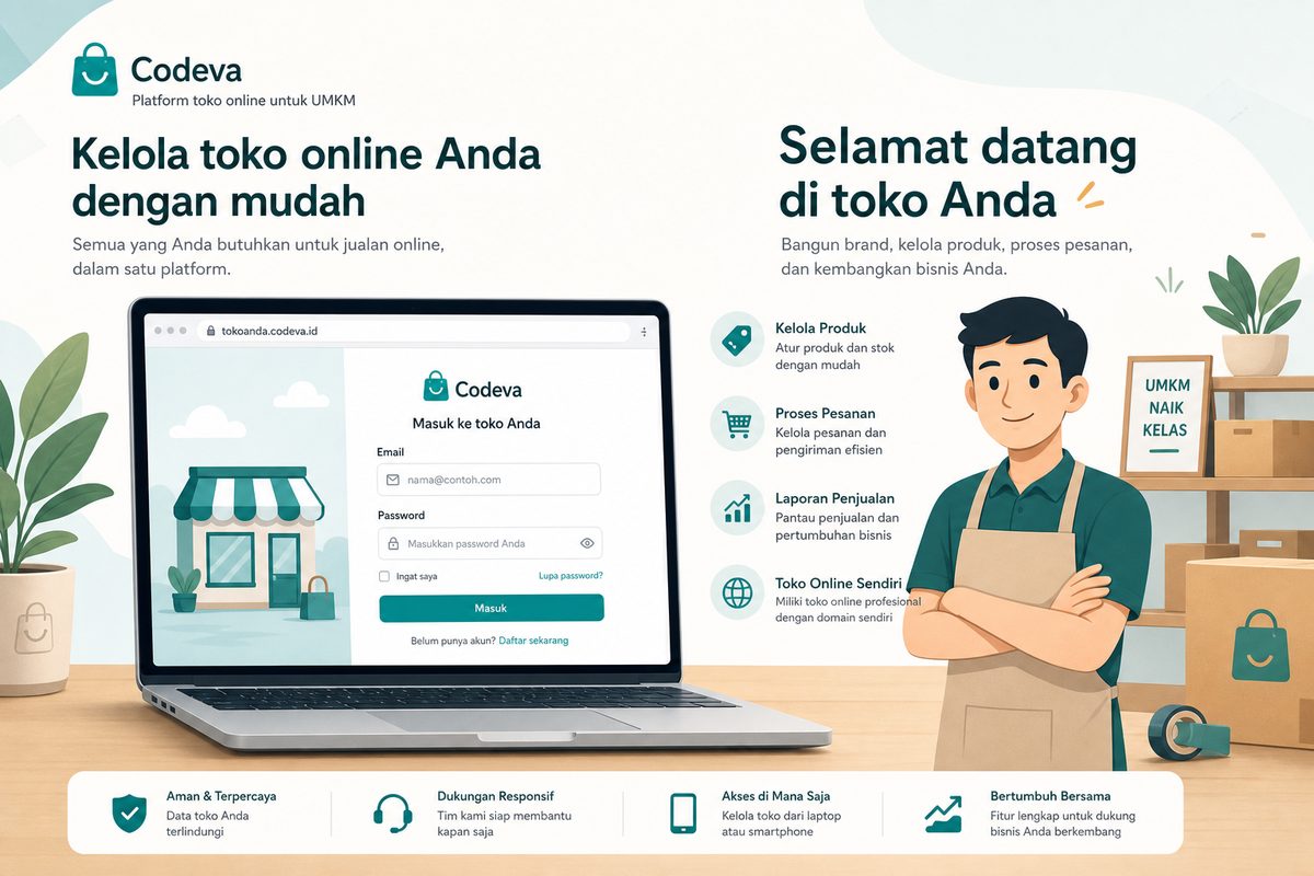 Layar login Admin Toko